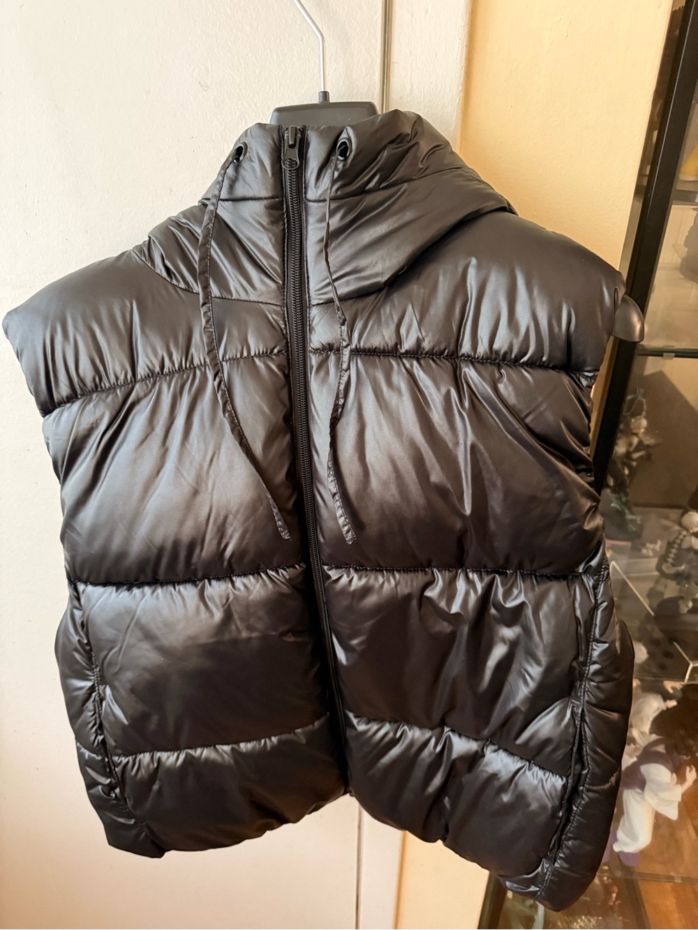 H&M Black Quilted Puffer Vest with Hood